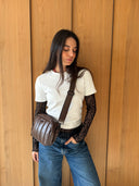 תיק גירו קווילטי חום קפה